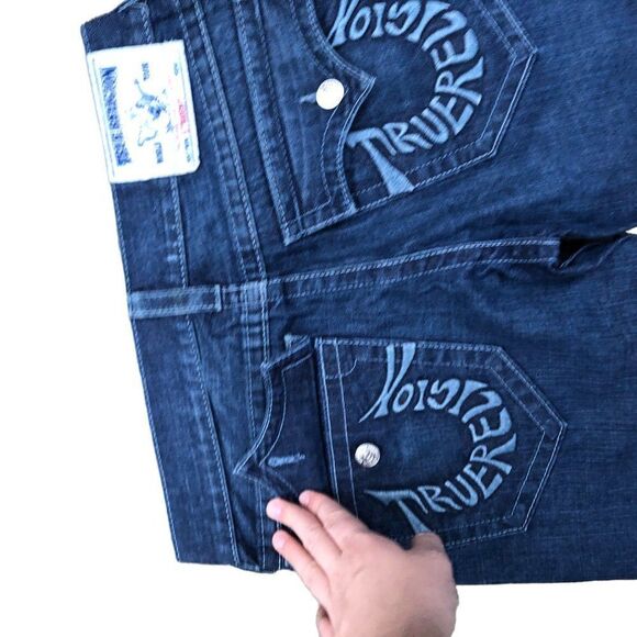 Vintage True Religion Jeans Size 32 STRAIGHT Embroidered Horseshoe Blue - Picture 9 of 12
